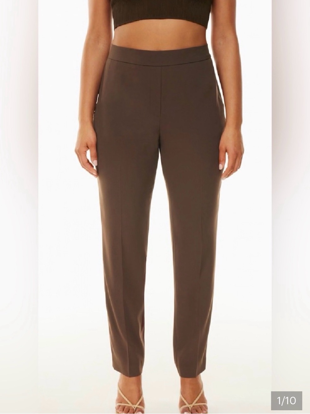 Aritzia Conan Mocha Brown Tailored Pants in Dark Brown